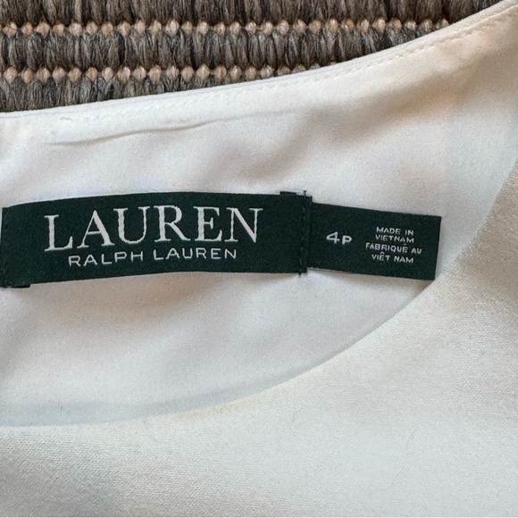 Ralph Lauren White and Blue Sheath Midi Dress Cap Sleeve Crew Neck - Picture 3 of 3